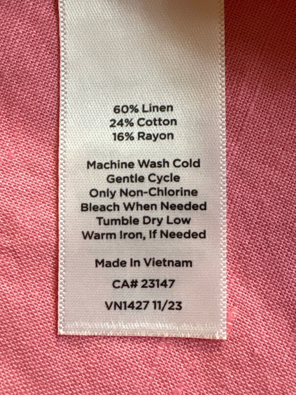 Talbots Linen Camp Shirt Split Neckline Size M Pink - Picture 11 of 13